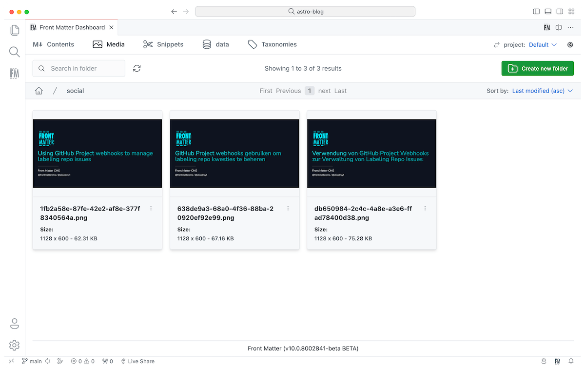 Media dashboard