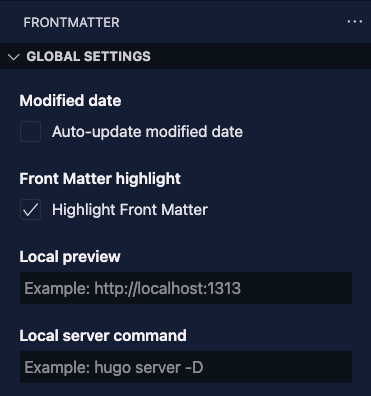 Global settings