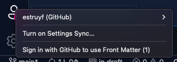 Sign in with GitHub for Front Matter