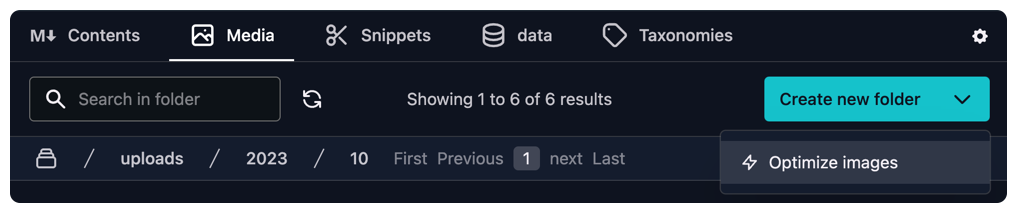 Custom action for a media folder